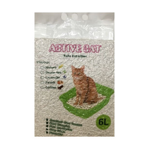 Active Cat Tofu smiltis kaķu tualetēm no sojas šķiedrām Lavender 6L